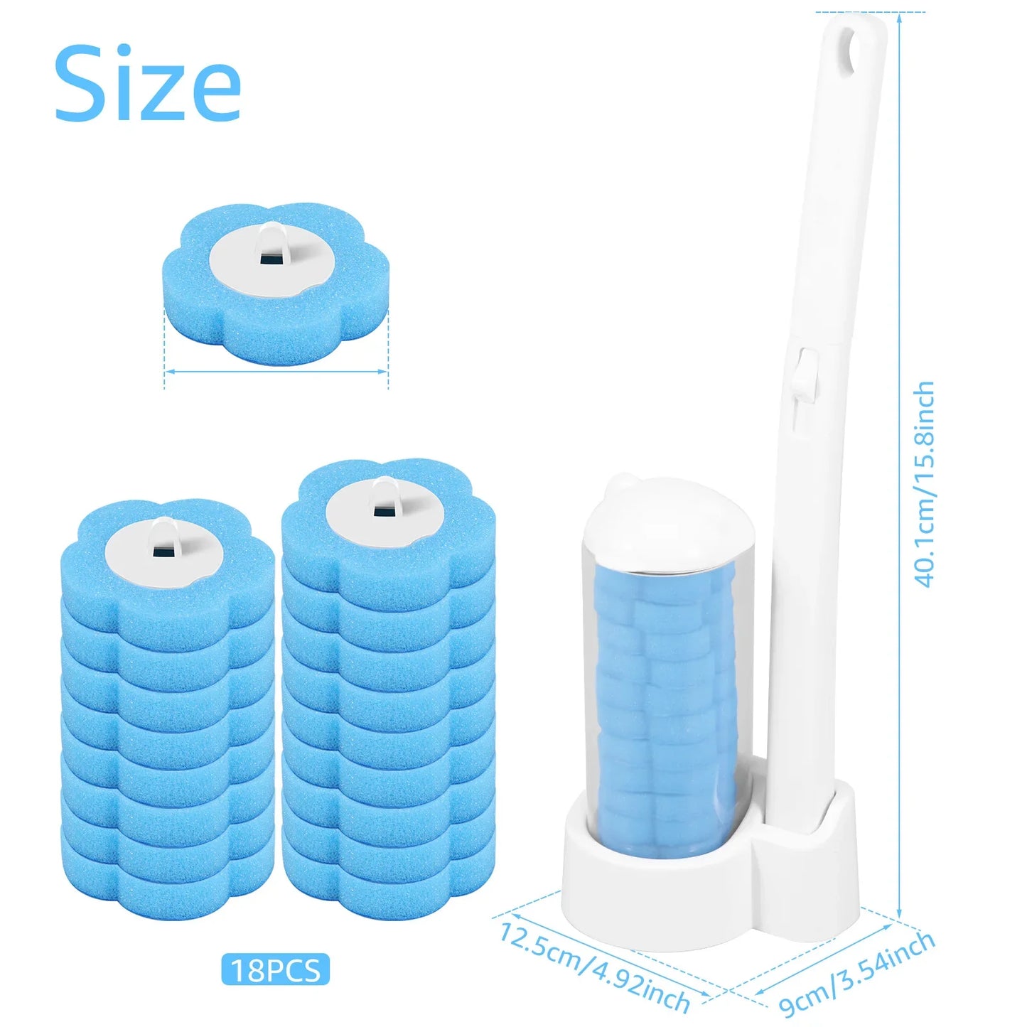 18/36pcs Toilet Brush Set – Long Handle Bathroom Cleaning Brush with Disposable Replacement Heads for Home WC Accessories