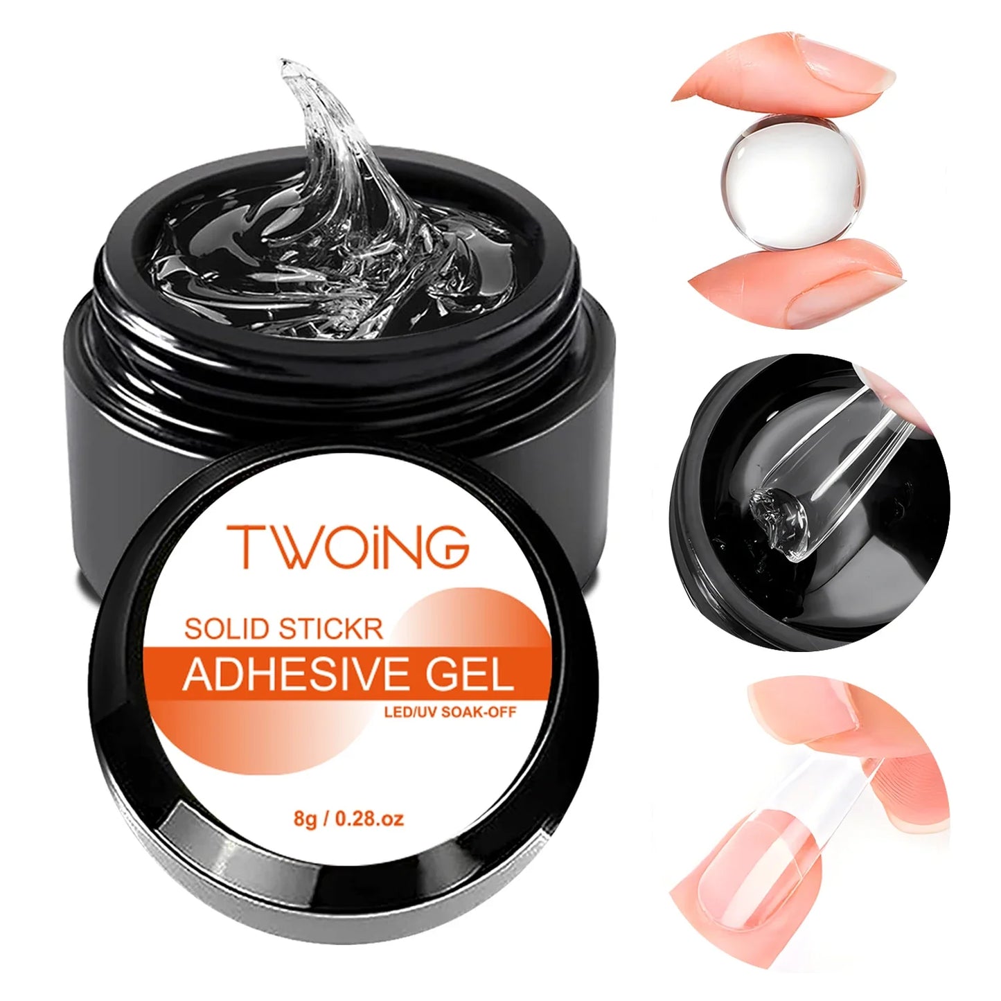 8g Multifunctional Solid Nail Tips Gel – Non-Stick Rhinestone Gel Glue for DIY Home Manicure
