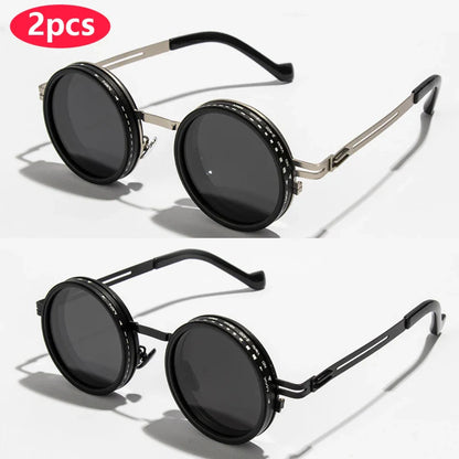 Polarized Round Sunglasses ND9 – Adjustable Dimming Retro Punk UV400 Shades for Men & Women, Ideal for Fishing & Outdoor Use