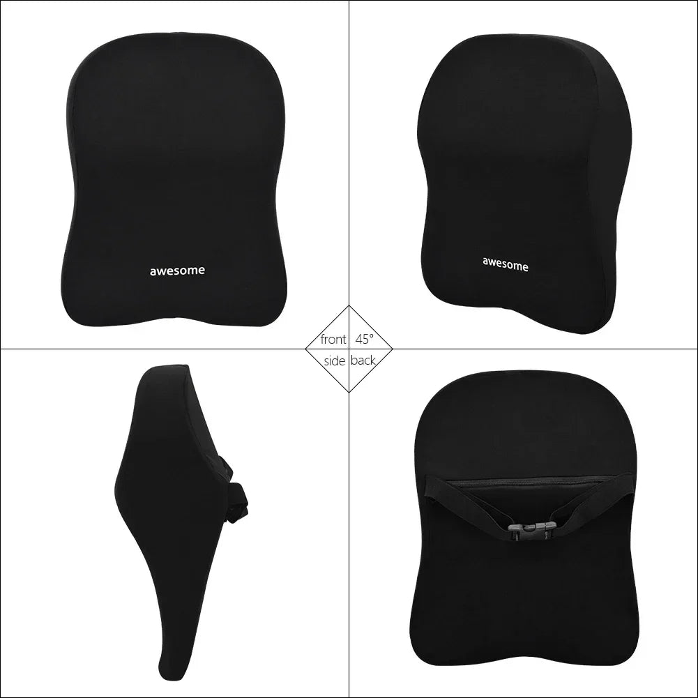 NEW Car Lumbar Back Support & Headrest Neck Pillow - Memory Foam Cushion for Car Seat, Soft Neck Pillow by Worldmuma