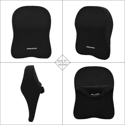 NEW Car Lumbar Back Support & Headrest Neck Pillow - Memory Foam Cushion for Car Seat, Soft Neck Pillow by Worldmuma