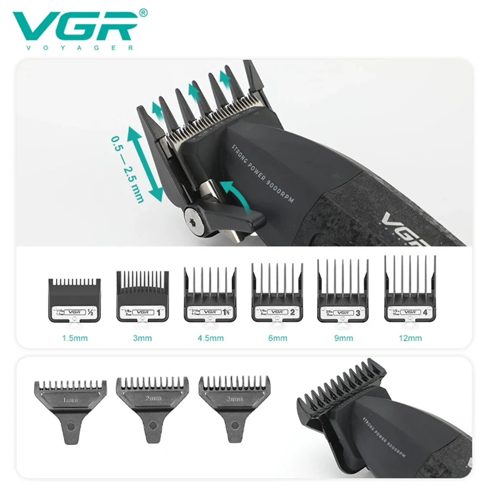 VGR V-640 Hair Trimmer – Professional Electric Hair Clipper, 9000 RPM Metal Trimmer for Men, Barber Hair Cutting Machine