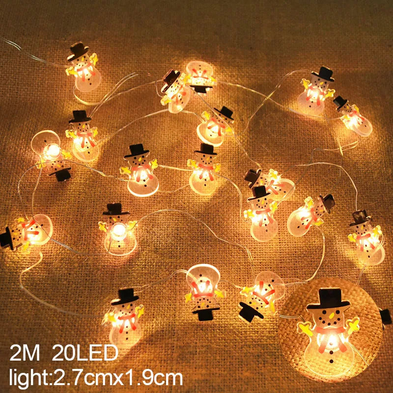 2M 20LED Santa Claus & Snowflake Light String – Christmas Decoration for Home, Xmas Tree, Kids Gift, and New Year 2025