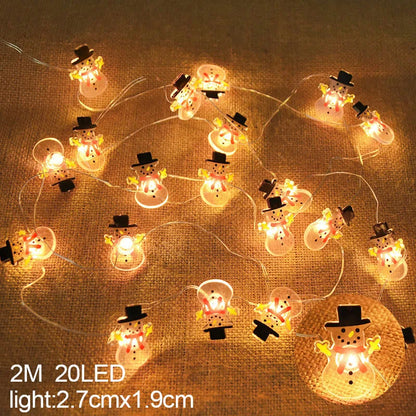 2M 20LED Santa Claus & Snowflake Light String – Christmas Decoration for Home, Xmas Tree, Kids Gift, and New Year 2025