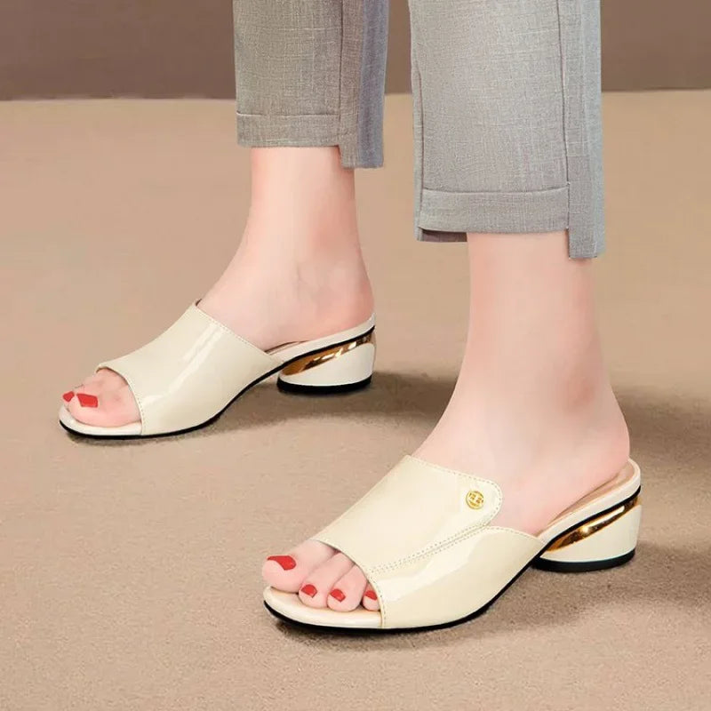 Women’s Red PU Leather Slippers – Fashion Sexy Comfortable Sandals for Girls