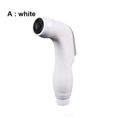 White Silver ABS Toilet Bidet Sprayer - Self-Cleaning Handheld Bathroom Shower Head with Faucet Nozzle, Hose & Holder Set