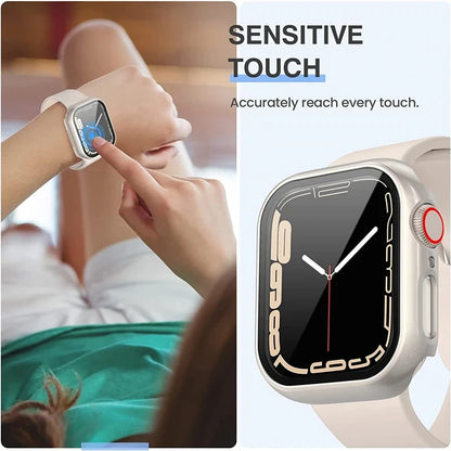 Apple Watch Glass Case Cover - Full Screen Protector for Series 9, 8, 7, 6, SE & iWatch 38mm-45mm