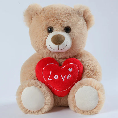 30CM Cute Heart Bear Dog Plush Toy – Red Heart Print Love Stuffed Animal, Creative Valentine's Day Gift for Lovers