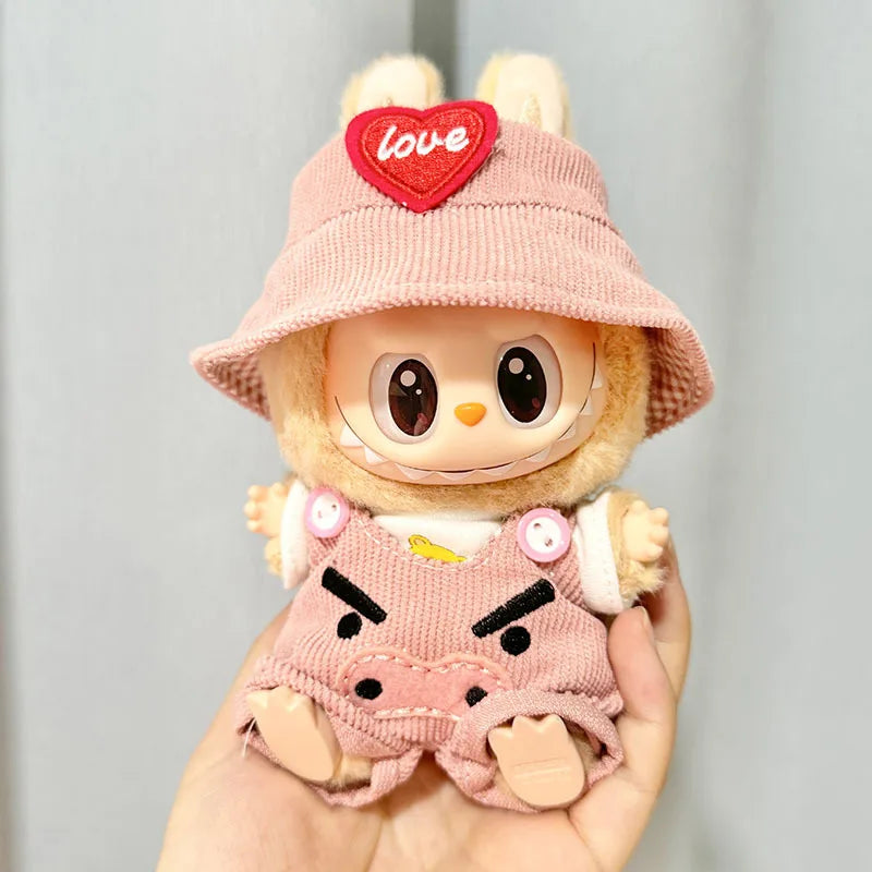 17cm Mini Plush Doll Clothes Set – Kpop EXO Labubu I & II Idol Dolls Sit Party Overalls, Clothing Gift