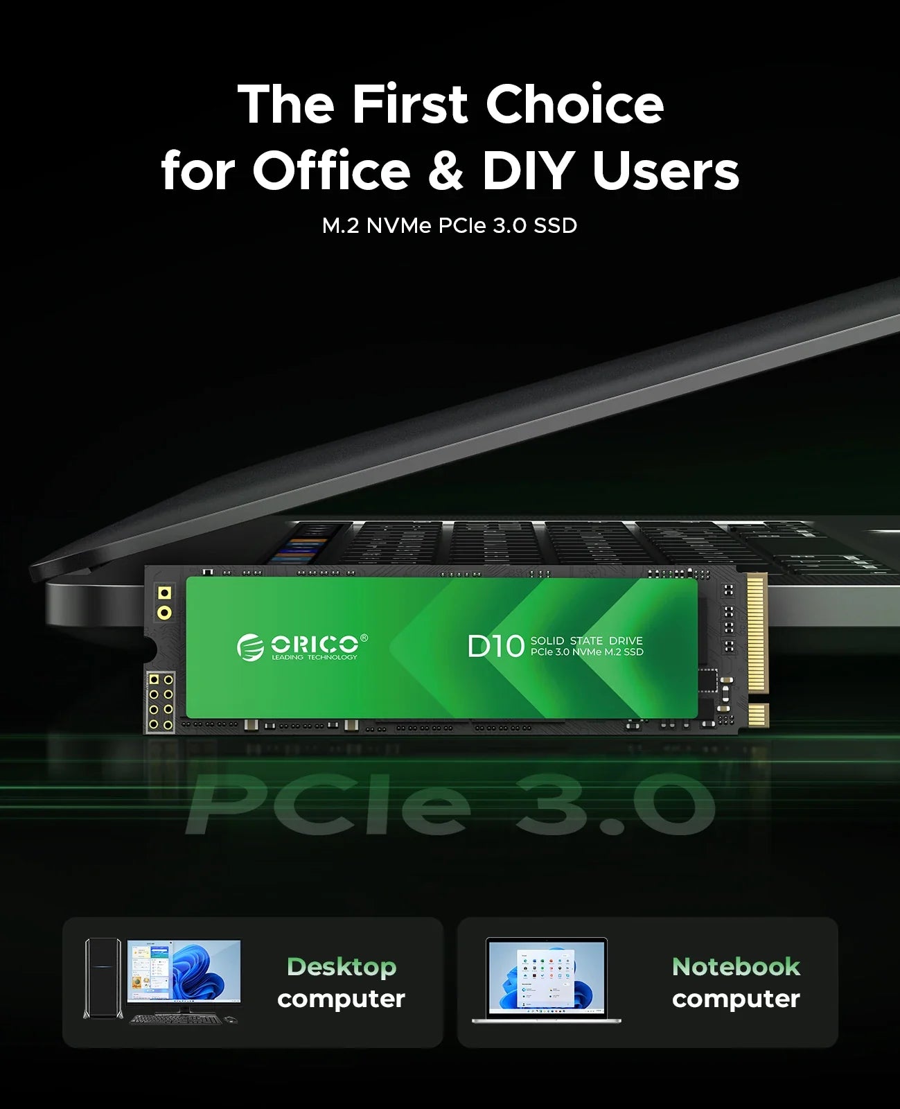 ORICO M.2 NVMe 1TB SSD – PCIe 3.0 3500MB/s Gen3x4 Internal Solid State Drive for Laptop & Desktop (3D NAND TLC/QLC)