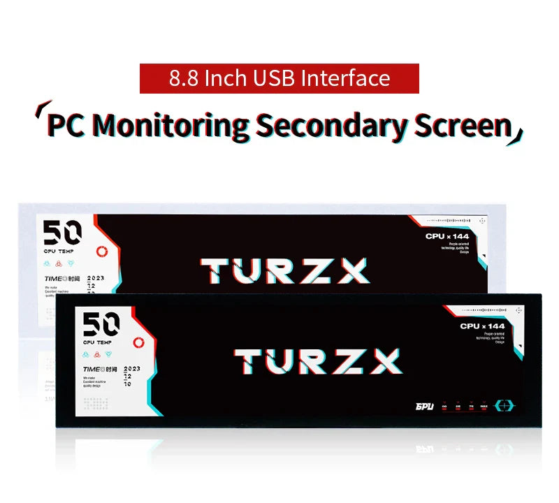 8.8 Inch IPS Type C Secondary Screen – USB-C Interface CPU, GPU, RAM Display, No Need for AIDA64 Monitoring