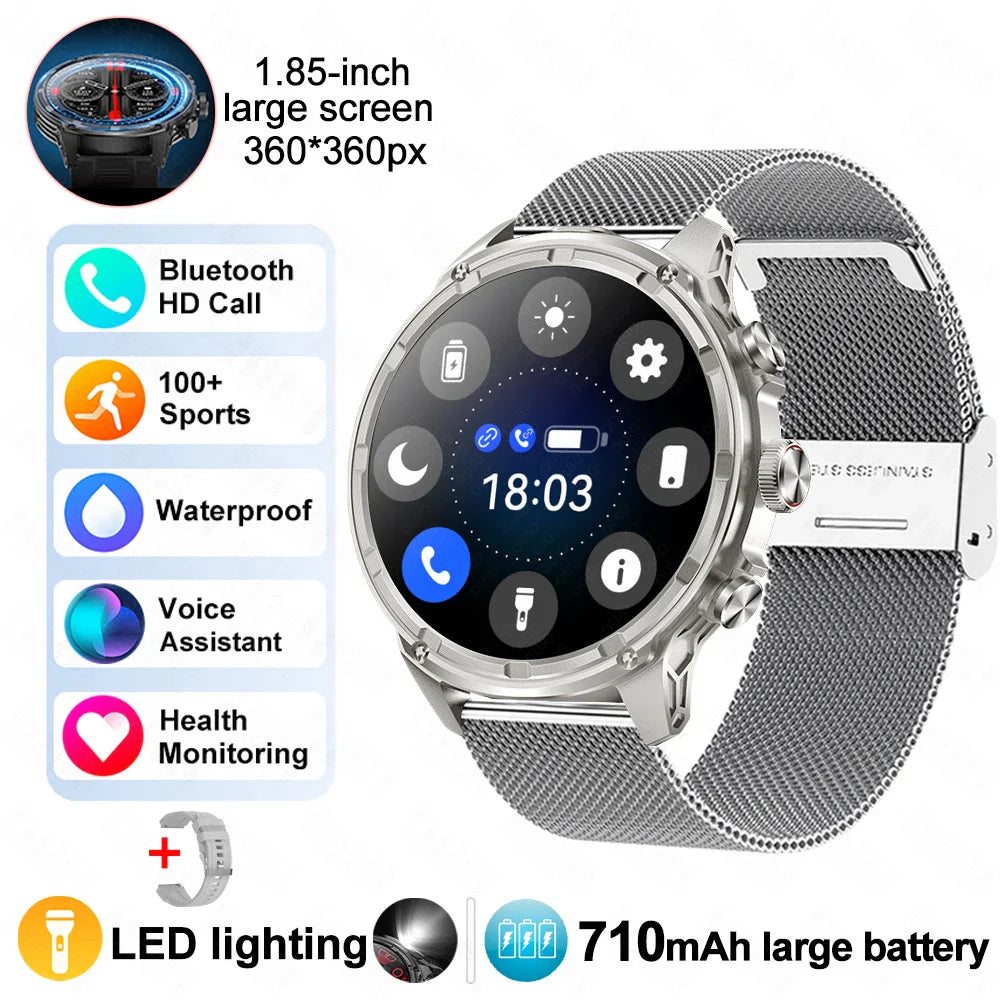 2025 Huawei & Xiaomi GPS Smartwatch for Men — 1.85" Ultra HD AMOLED Screen, 710mAh Battery & Bluetooth Call
