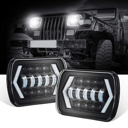 7 Inch LED Headlights - Hi-Lo Beam Halo DRL 12V/24V with H4 Harness for Jeep Wrangler, Cherokee & Motorcycle