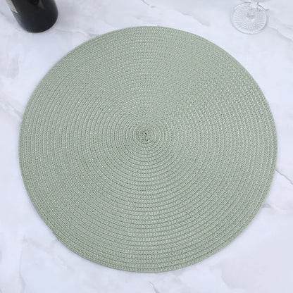 38cm Round Braided Tableware Mat – Washable, Anti-Slip, Heat-Resistant Dining Placemat and Drink Coaster for Home Decor