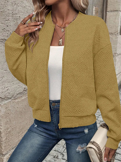 Women’s Solid Color Zipper Jacket - Stylish European & American Fashion Outerwear