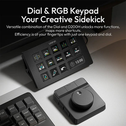 Ulanzi D100H Creative Dial Controller – RGB Keypad for Video & Photo Editing, Smart Lighting Control for Studio Setup