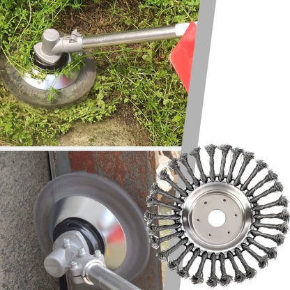 10-Inch Twist Knot Steel Wire Wheel Brush – Weed Cutter Head for Grass Trimmer, Lawn Mower Derusting & Weeding Disc