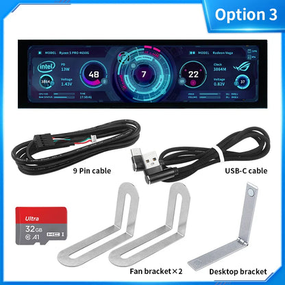 8.8 Inch IPS Type C Secondary Screen – USB-C Interface CPU, GPU, RAM Display, No Need for AIDA64 Monitoring