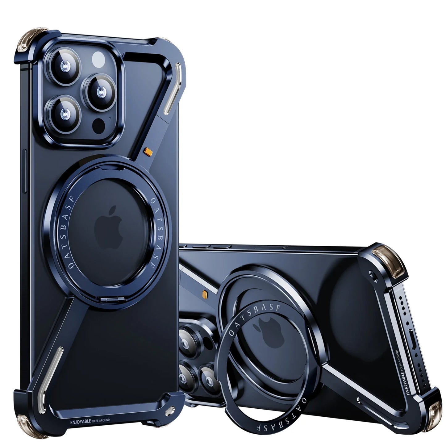 Oatsbasf Z Shape Metal Phone Case for iPhone 15/16 Pro Max – Shockproof Cover with 360° Rotating Holder & Bumper Protection