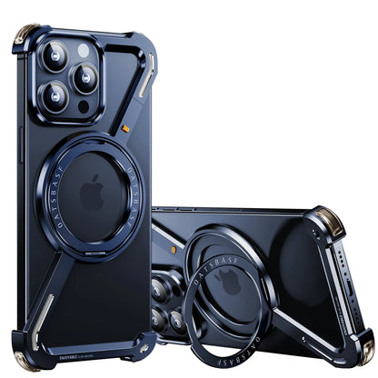 Oatsbasf Z Shape Metal Phone Case for iPhone 15/16 Pro Max – Shockproof Cover with 360° Rotating Holder & Bumper Protection