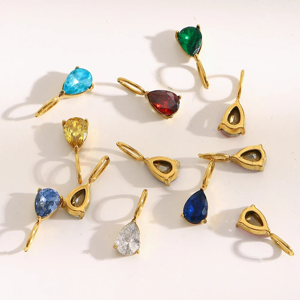 E.B.belle Colorful Zircon Waterdrop Pendant Jewelry Set for Women – DIY Handmade Necklace & Earrings Making Accessories