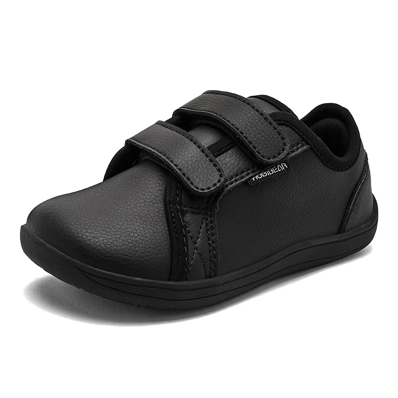 HOBIBEAR Wide-Toe Family Sneakers — Barefoot Minimalist Lace-Up Casual Walking Shoes with Hook & Loop Faux Leather