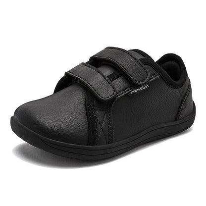 HOBIBEAR Wide-Toe Family Sneakers — Barefoot Minimalist Lace-Up Casual Walking Shoes with Hook & Loop Faux Leather