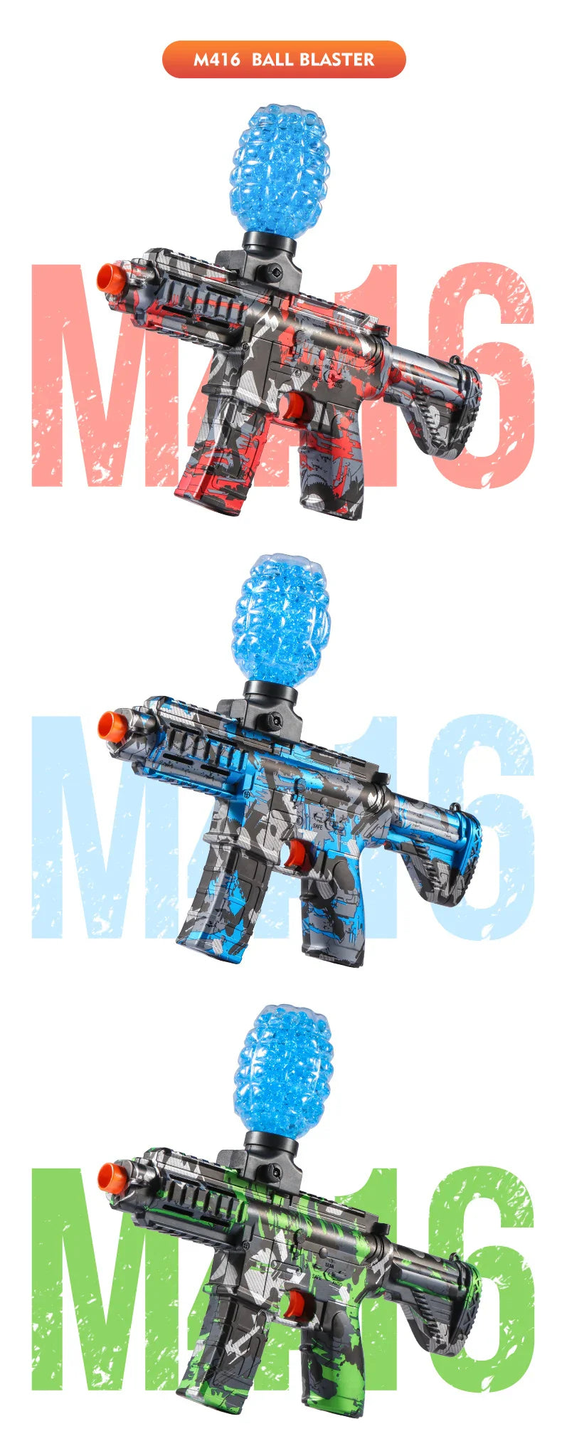 M416 Electric Ball Blaster Toy Gun – High-Speed Metallic Finish, Rechargeable, Halloween & Thanksgiving Gift (Bullets Not Included)