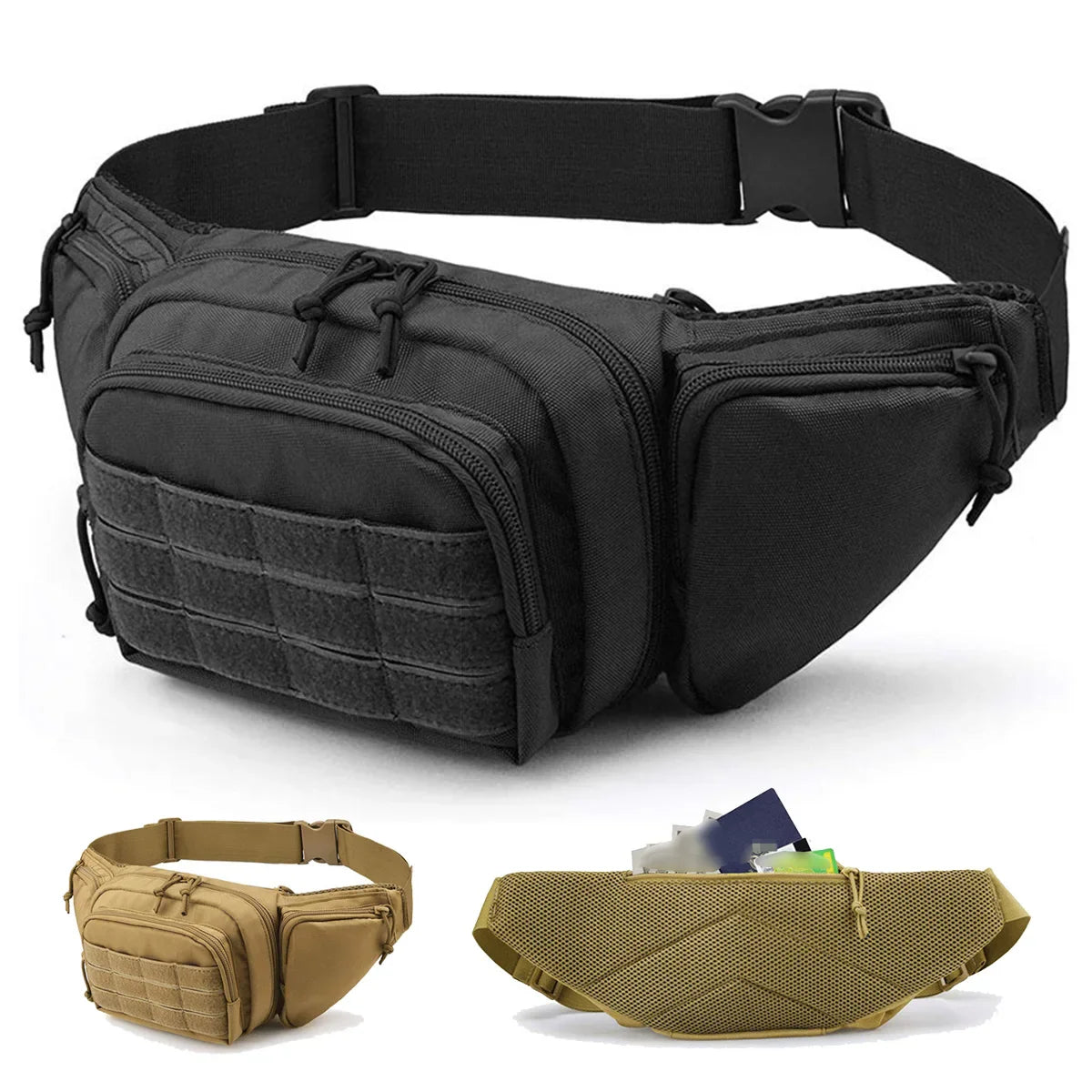 Men's Waist Fanny Pack – Tactical Military, Motorcycle Rider, Sports, Climb, Camping Nylon Belt Bag, Tool Sling Chest and Hip Bum Bag
