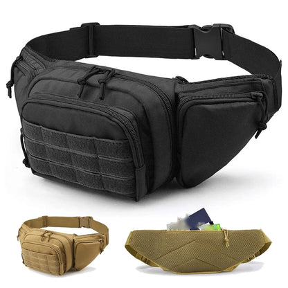 Men's Waist Fanny Pack – Tactical Military, Motorcycle Rider, Sports, Climb, Camping Nylon Belt Bag, Tool Sling Chest and Hip Bum Bag