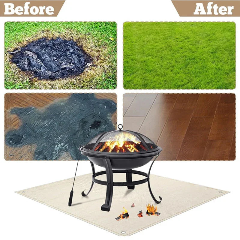 Outdoor Camping & BBQ Fire Protection Mat – High-Temperature Iron Fire Retardant Carpet for Picnic, Barbecue & Indoor Use