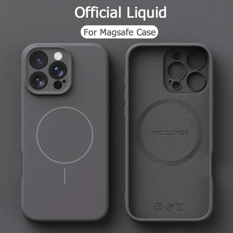 Original Liquid Soft Silicone MagSafe Case — Magnetic Wireless Charging Cover for iPhone 11–16 Pro/Max/Plus