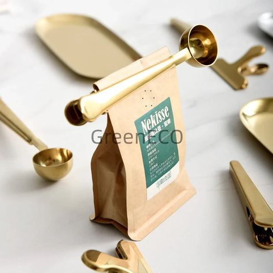 Stainless Steel Coffee Scoop with Clip – Multi-Function Spoon & Bag Sealer for Coffee Beans & Tea Leaves