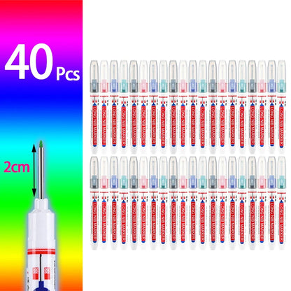 2cm Waterproof Deep Hole Marker Pen - Long Head Carpenter Markers for Metal Woodworking Tools 4-80pcs