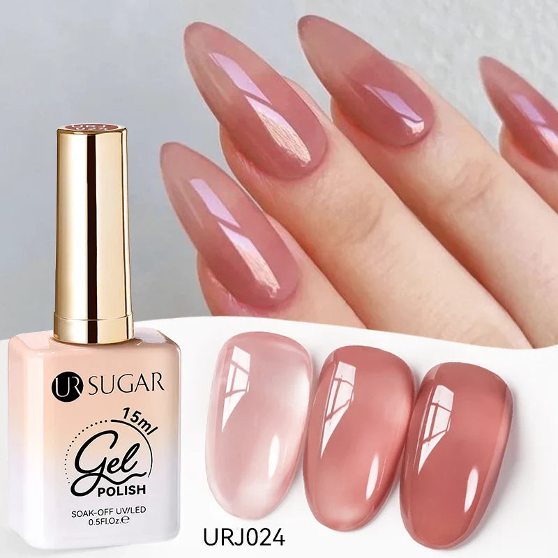 UR SUGAR 15ml Jelly Milky White Gel Polish – Translucent UV Soak Off Nail Art Varnish Semi-Permanent Fashion Nail Color