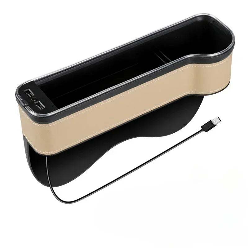 Car Seat Gap Organizer with 2 USB Chargers, LED Colorful Light, Pocket for Cards, Phone, Bottle & Cup Holder