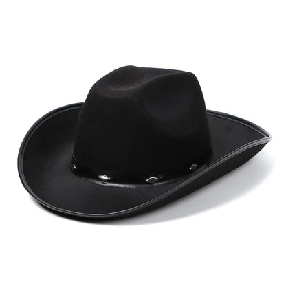 Western Cowboy Hat – Faux Leather Fedora for Men, Women & Kids, Wide Brim Beach & Travel Cap in Black, White & Pink