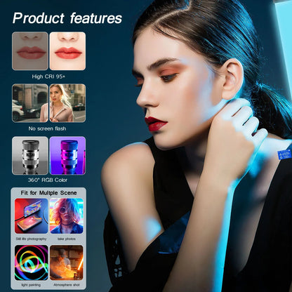 RGB Photography Video Light Stick – Colorful LED Wand with Tripod Stand for Party, Fill Light, and Speedlight