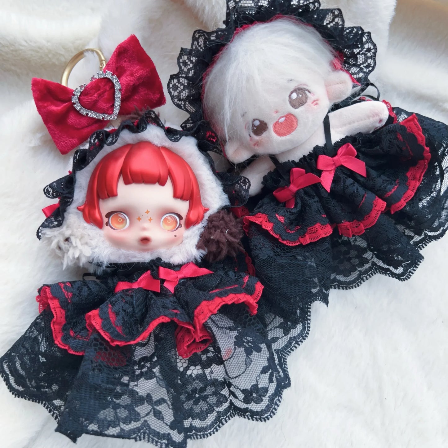 10cm Skullpanda Doll Clothes – Vintage Princess Dress Set with Headwear, Winter Symphony Series