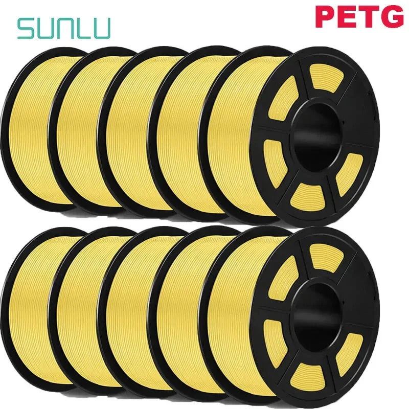SUNLU PLA/PETG/PLA+ 3D Printer Filament Bundle – 10 Rolls 1KG Each, 1.75mm Neatly Wound Filament for 3D Printing (EU/US)
