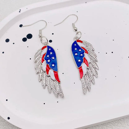 USA Flag Hat Wing Charms Earrings - Patriotic 4th of July Rainbow Flag Dangle Jewelry for Women & Girls