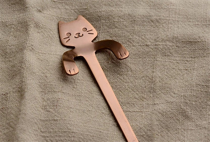 Stainless Steel Cat-Shaped Coffee Spoon – Cute Teaspoon Dessert & Ice Cream Mini Scoop for Kitchen Tableware