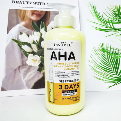 500ml Whitening Body Lotion with Alpha Hydroxy Acids, Vitamin C & E – Fast Moisturizing & Lightening Cream for Skin Brightening