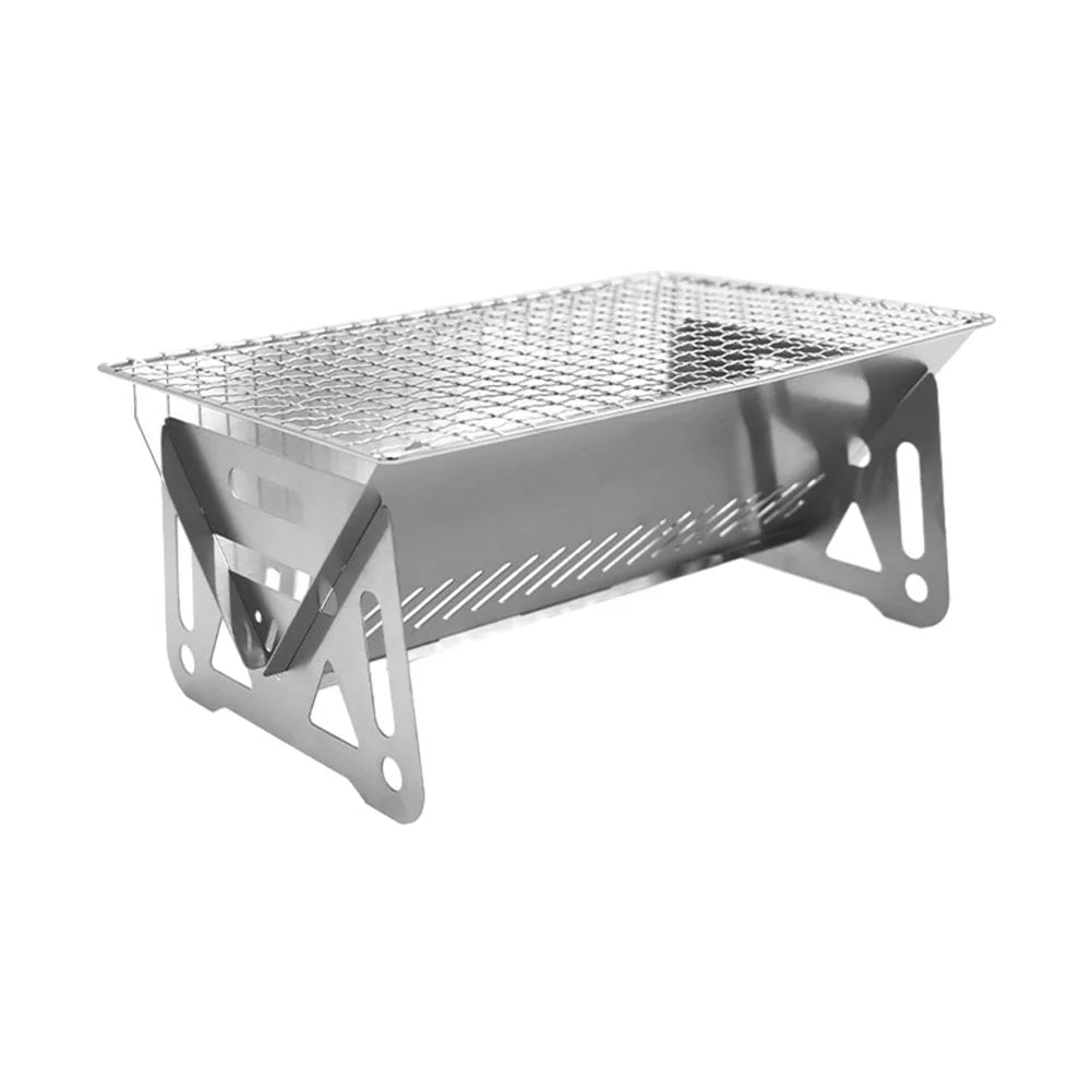 Portable Folding Barbecue Grill - Multifunction Camping BBQ Grill Rack - Stainless Steel BBQ Grill with Firewood Stove