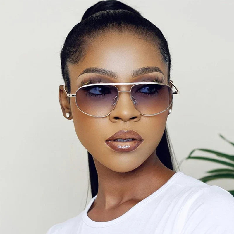 Classic Metal Sunglasses for Men and Women 2022 - Luxury Brand Trendy Square UV400 Shades