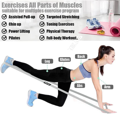 MKAS Long Resistance Loop Band Set: Unisex Fitness Yoga Elastic Bands - Hip Circle Thigh Squat Band, Workout Gym Equipment for Home