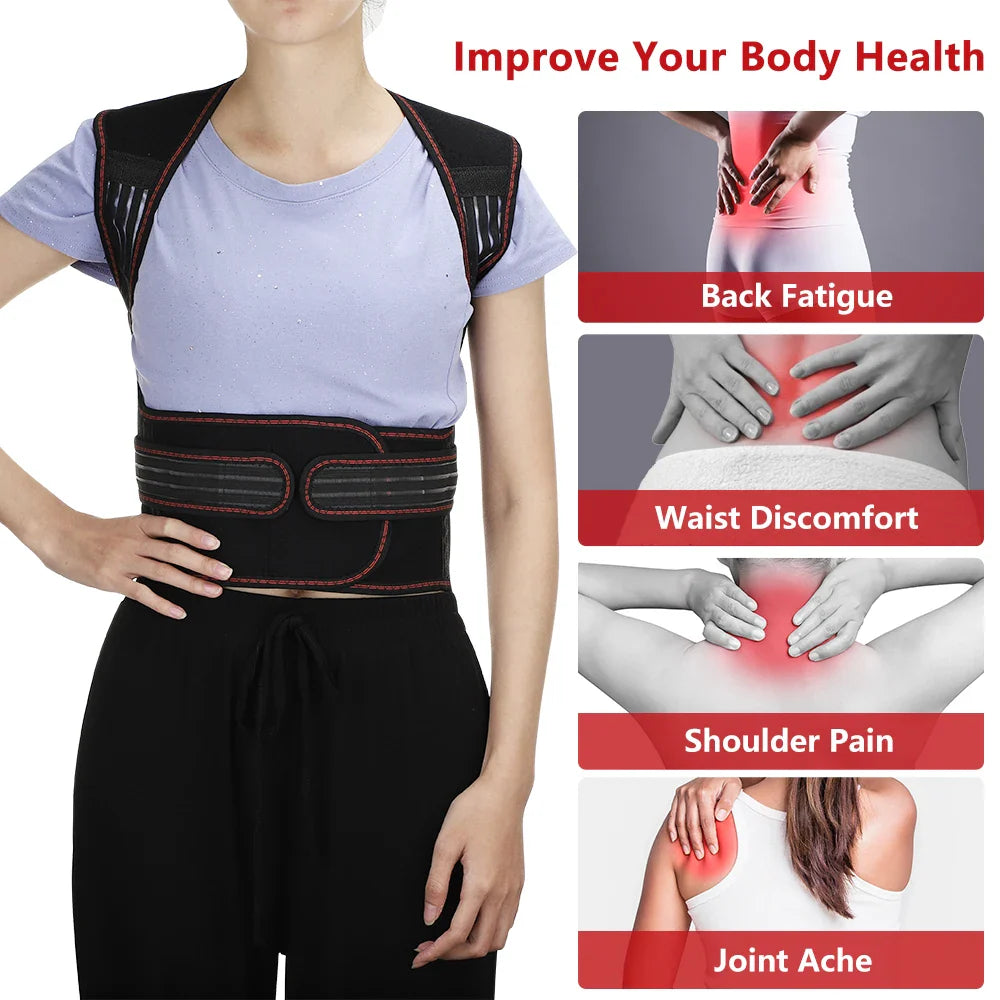 Tourmaline Magnetic Heated Vest — Self-Heating Thermal Clothing, Lumbar Waist Brace, Posture Corrector & Pain Relief Corset