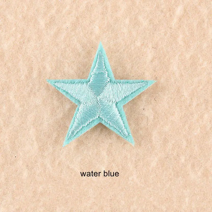 10Pcs Mini Star Embroidery Iron-On Patches – DIY Clothing Appliques Pentagram Stickers for Jackets, Jeans & Bags (Black, White, Gold)