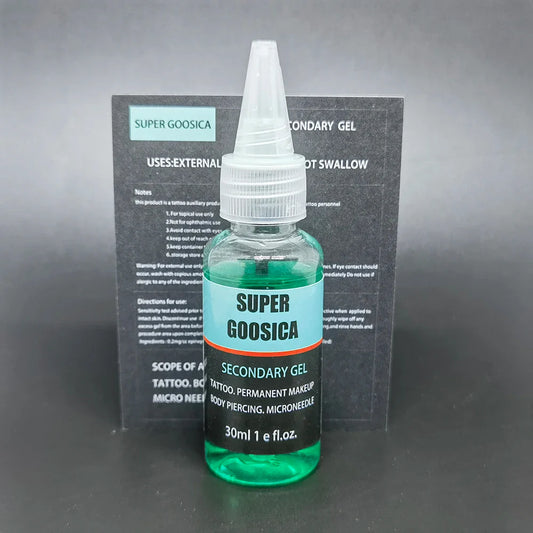Super Goosica Blue Tattoo Gel 30ml — Permanent Makeup & Microblading Auxiliary Gel for Eyebrow and Lip
