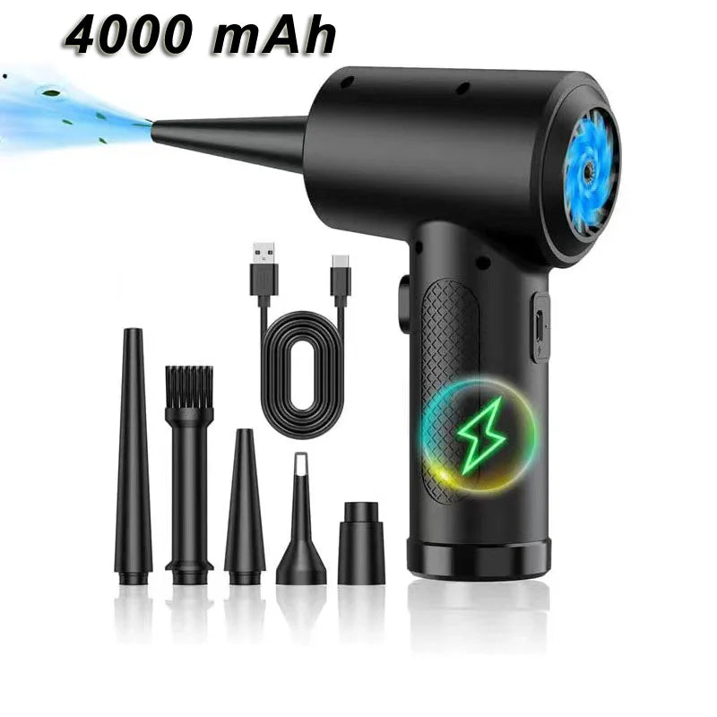 Portable Air Duster for Computer Cleaning – 51000RPM Cordless Compressed Air Blower with LED Light for PC & Keyboard Cleaning